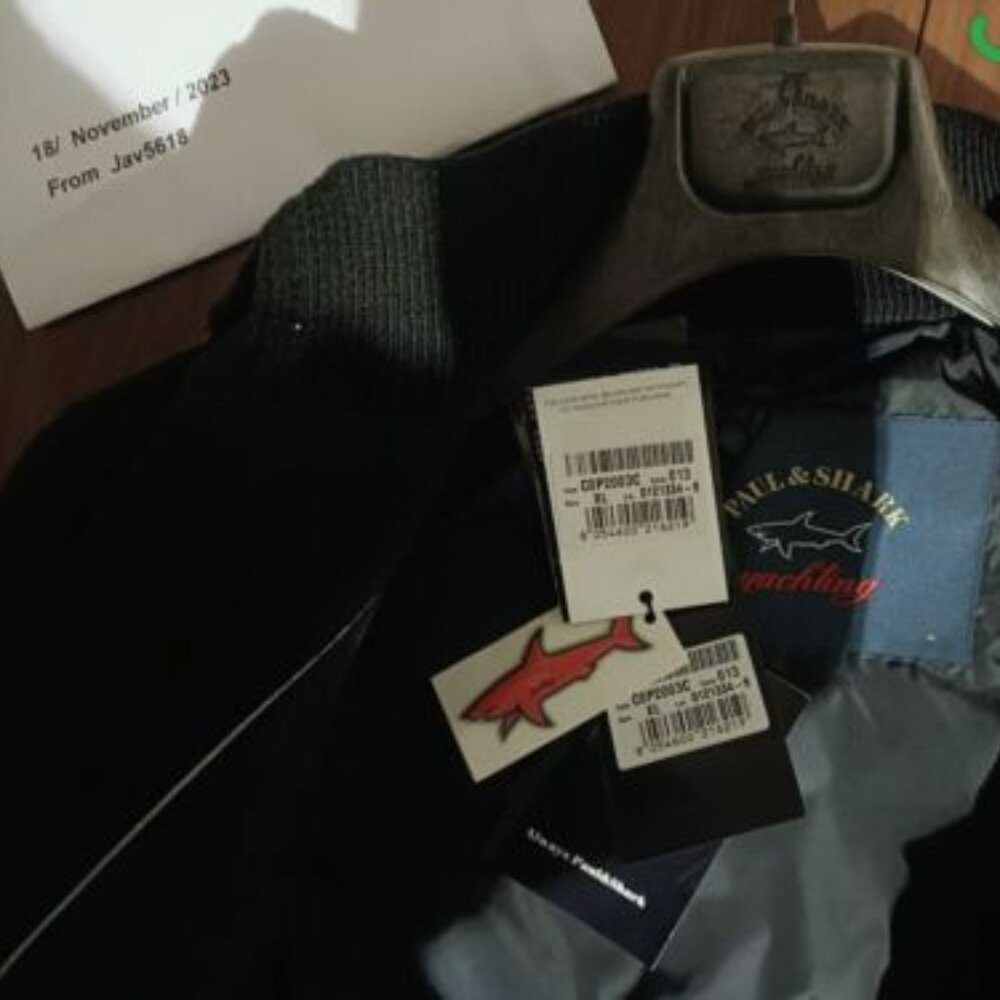 PAUL SHARK JACKET AVIATOR BOMBER 🦈COAT PILOT WOOL DARK BLUE GENUINE,SIZE XL NEW